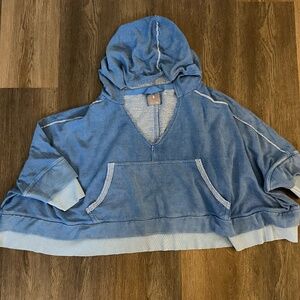 FP Movement oversized hoodie sweatshirt size XS blue pockets cropped Free People